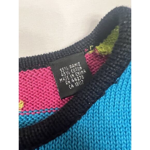 Colorful Cardigan Christina Rotelli Women’s Size Large Vintage “I Love Shopping” - Picture 14 of 15